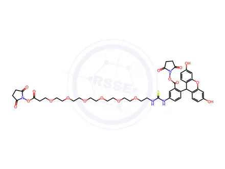 Chemical structure of Fluorescein-PEG6-bis-NHS ester