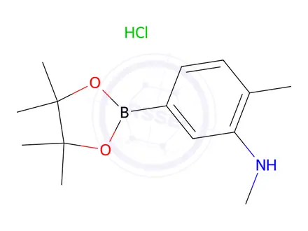 Chemical structure of N,2-Dimethyl-5-(tetramethyl-1,3,2-dioxaborolan-2-yl)aniline hydrochloride