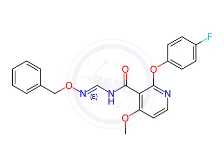 Chemical structure of N-[(1E)-[(Benzyloxy)imino]methyl]-2-(4-fluorophenoxy)-4-methoxypyridine-3-carboxamide