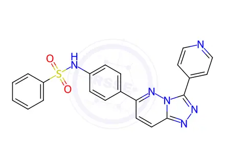 Chemical structure of N-(4-(3-(Pyridin-4-yl)-[1,2,4]triazolo[4,3-b]pyridazin-6-yl)phenyl)benzenesulfonamide