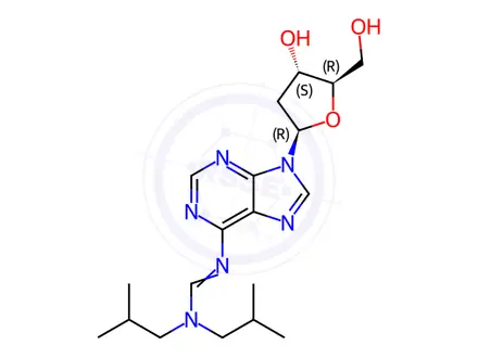 Chemical structure of N'-(9-((2R,4S,5R)-4-Hydroxy-5-(hydroxymethyl)tetrahydrofuran-2-yl)-9H-purin-6-yl)-N,N-diisobutylformimidamide