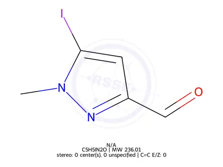 Chemical structure of 5-Iodo-1-methyl-1H-pyrazole-3-carbaldehyde