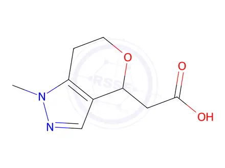 Chemical structure of 2-(1-Methyl-1,4,6,7-tetrahydropyrano[4,3-c]pyrazol-4-yl)acetic acid