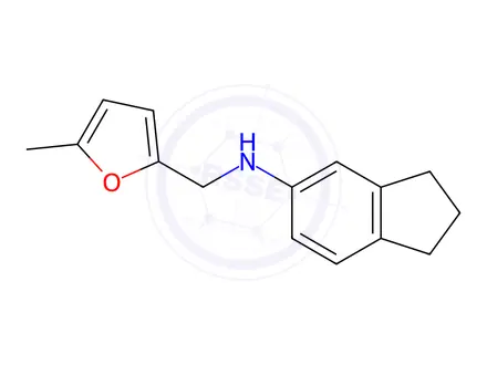 Chemical structure of N-((5-methylfuran-2-yl)methyl)-2,3-dihydro-1H-inden-5-amine