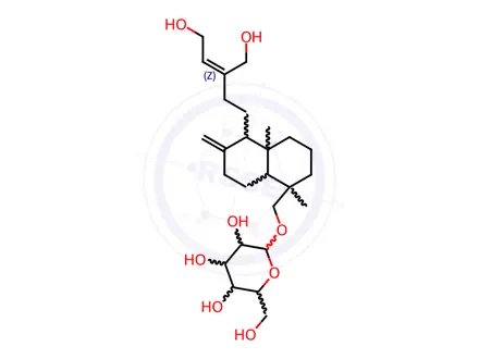 Chemical structure of ent-Labda-8(17),13Z-diene-15,16,19-triol 19-O-glucoside