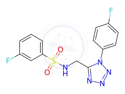 Chemical structure of 3-Fluoro-N-((1-(4-fluorophenyl)-1H-tetrazol-5-yl)methyl)benzenesulfonamide