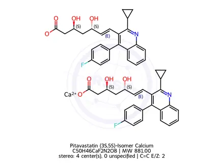 Chemical structure of Pitavastatin (3S,5S)-Isomer Calcium
