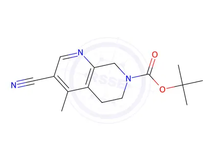 Chemical structure of tert-Butyl 3-cyano-4-methyl-5,6-dihydro-1,7-naphthyridine-7(8H)-carboxylate