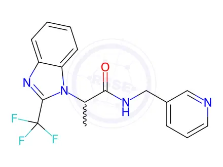Chemical structure of N-[(Pyridin-3-yl)methyl]-2-[2-(trifluoromethyl)-1H-1,3-benzodiazol-1-yl]propanamide