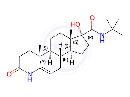 Chemical structure of (4aR,4bS,6aS,7R,9aS,9bR)-N-(tert-Butyl)-7-hydroxy-4a,6a-dimethyl-2-oxo-2,3,4,4a,4b,5,6,6a,7,8,9,9a,9b,10-tetradecahydro-1H-indeno[5,4-f]quinoline-7-carboxamide