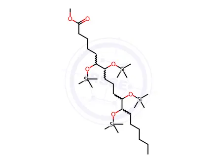Chemical structure of 6,7,11,12-Tetrakis[(trimethylsilyl)oxy]octadecanoic acid methyl ester