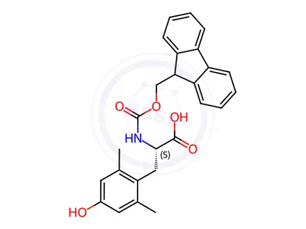 Chemical structure of N-[(9H-Fluoren-9-ylmethoxy)carbonyl]-2,6-dimethyl-L-tyrosine