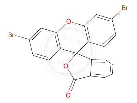 Chemical structure of Spiro[isobenzofuran-1(3H),9'-[9H]xanthen]-3-one, 3',6'-dibromo-