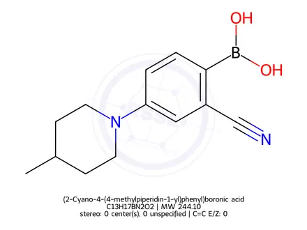 Chemical structure of (2-Cyano-4-(4-methylpiperidin-1-yl)phenyl)boronic acid