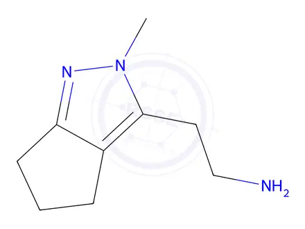 Chemical structure of 2-(2-methyl-2,4,5,6-tetrahydrocyclopenta[c]pyrazol-3-yl)ethan-1-amine