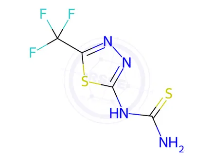 Chemical structure of N-[5-(trifluoromethyl)-1,3,4-thiadiazol-2-yl]thiourea