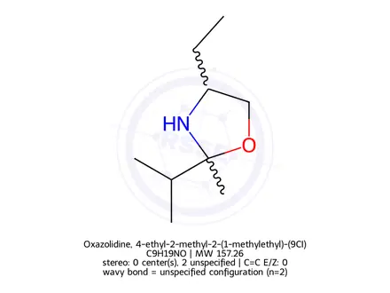Chemical structure of Oxazolidine, 4-ethyl-2-methyl-2-(1-methylethyl)-(9CI)