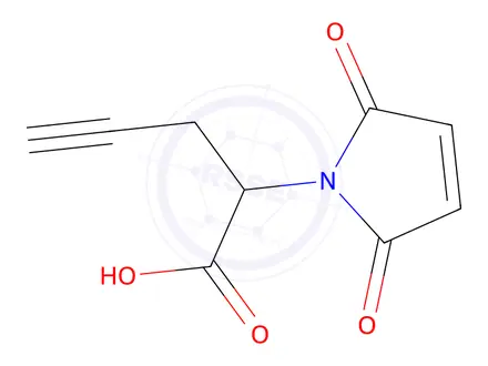 Chemical structure of 2-(2,5-dioxo-2,5-dihydro-1H-pyrrol-1-yl)pent-4-ynoic acid