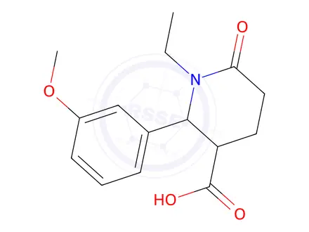 Chemical structure of (2S,3S)-1-Ethyl-2-(3-methoxyphenyl)-6-oxopiperidine-3-carboxylic acid