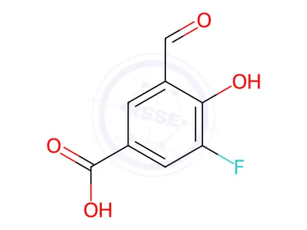 Chemical structure of 3-Fluoro-5-formyl-4-hydroxybenzoic acid