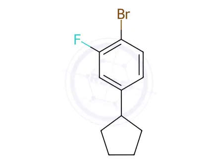Chemical structure of Benzene, 1-bromo-4-cyclopentyl-2-fluoro-