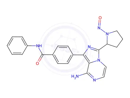 Chemical structure of 4-(8-amino-3-(1-nitrosopyrrolidin-2-yl)imidazo[1,5-a]pyrazin-1-yl)-N-phenylbenzamide