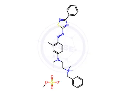 Chemical structure of benzyl[2-[ethyl[3-methyl-4-[(3-phenyl-1,2,4-thiadiazol-5-yl)azo]phenyl]amino]ethyl]dimethylammonium methyl sulphate