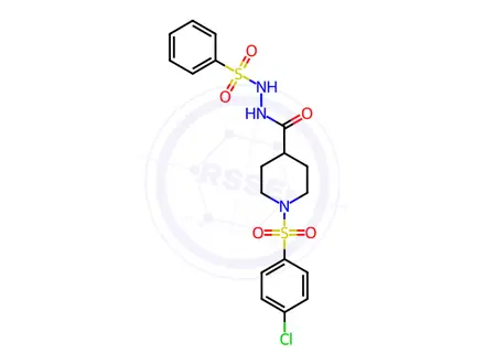 Chemical structure of N'-(1-((4-chlorophenyl)sulfonyl)piperidine-4-carbonyl)benzenesulfonohydrazide