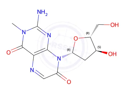 Chemical structure of 3-Methyl-8-(2-deoxy-β-D-ribofuranosyl)isoxanthopterin