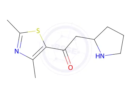 Chemical structure of 1-(2,4-Dimethylthiazol-5-yl)-2-(pyrrolidin-2-yl)ethan-1-one