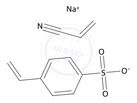 Chemical structure of benzenesulfonic acid, 4-ethenyl-, sodium salt, polymerwith 2-propenenitrile