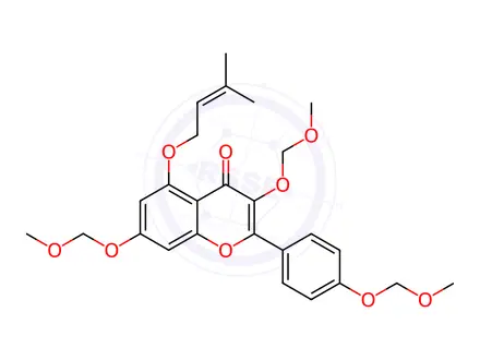 Chemical structure of 5-O-(3-Methyl-2-butenyl) Kaempferol Tri-O-methoxymethyl Ether