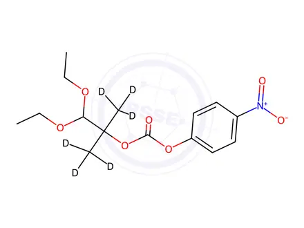 Chemical structure of 2-(1,1-Diethoxy-2-methyl)propyl 4'-Nitrophenyl Carbonate-d6