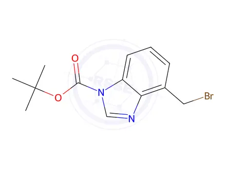 Chemical structure of tert-Butyl 4-(bromomethyl)-1H-benzo[d]imidazole-1-carboxylate
