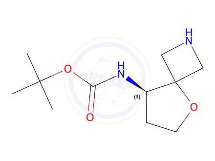 Chemical structure of Tert-butyl (R)-(5-oxa-2-azaspiro[3.4]Octan-8-yl)carbamate