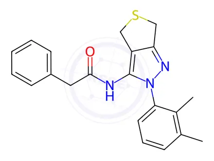Chemical structure of N-(2-(2,3-Dimethylphenyl)-2,6-dihydro-4H-thieno[3,4-c]pyrazol-3-yl)-2-phenylacetamide