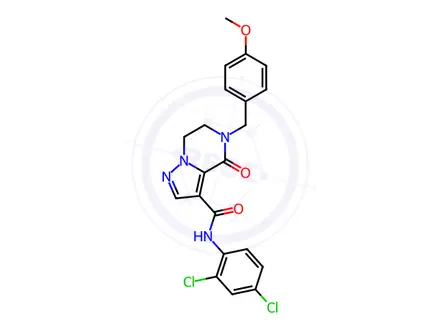 Chemical structure of N-(2,4-dichlorophenyl)-5-(4-methoxybenzyl)-4-oxo-4,5,6,7-tetrahydropyrazolo[1,5-a]pyrazine-3-carboxamide