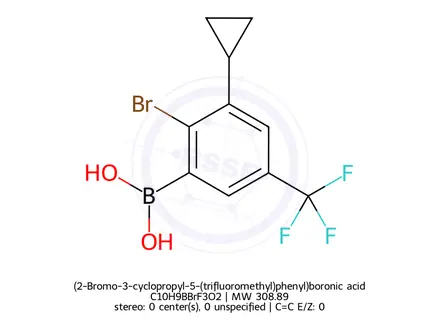 Chemical structure of (2-Bromo-3-cyclopropyl-5-(trifluoromethyl)phenyl)boronic acid