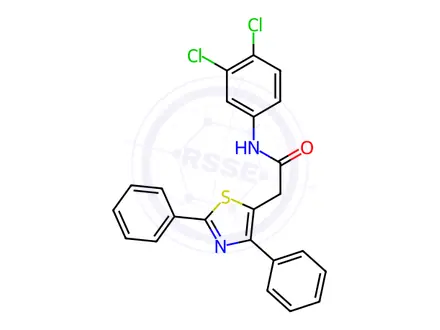 Chemical structure of N-(3,4-Dichlorophenyl)-2-(2,4-diphenyl-1,3-thiazol-5-yl)acetamide