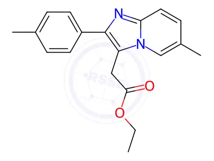 Chemical structure of Ethyl 2-(6-methyl-2-(p-tolyl)imidazo[1,2-a]pyridin-3-yl)acetate (PSY)