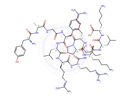 Chemical structure of L-Tyrosyl-D-alanylglycyl-L-phenylalanyl-L-leucyl-D-arginyl-L-arginyl-L-isoleucyl-L-arginyl-L-prolyl-L-lysyl-L-leucyl-L-lysine