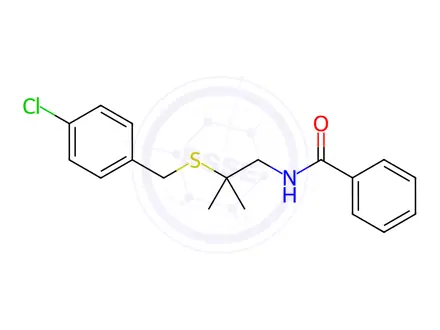 Chemical structure of N-(2-{[(4-chlorophenyl)methyl]sulfanyl}-2-methylpropyl)benzamide