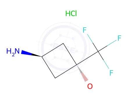 Chemical structure of (1R,3r)-3-methoxy-3-(trifluoromethyl)cyclobutan-1-amine hydrochloride