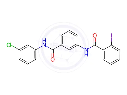 Chemical structure of N-(3-{[(3-chlorophenyl)amino]carbonyl}phenyl)-2-iodobenzamide