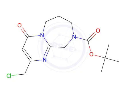 Chemical structure of Tert-Butyl 2-(Chloromethyl)-4-Oxo-6,7,8,10-Tetrahydropyrimido[1,2-A][1,4]Diazepine-9(4H)-Carboxylate