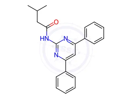 Chemical structure of N-(4,6-Diphenylpyrimidin-2-yl)-3-methylbutanamide