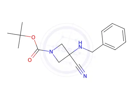 Chemical structure of Tert-butyl 3-(benzylamino)-3-cyanoazetidine-1-carboxylate
