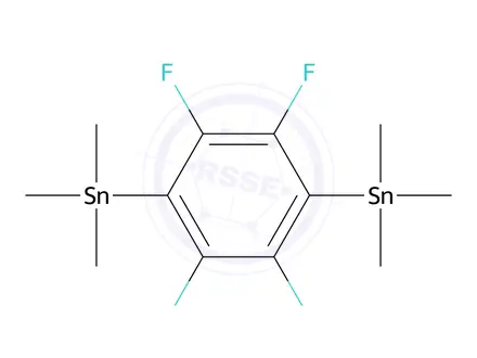 Chemical structure of 2,3,5,6-Tetrafluoro-1,4-bis(trimethylstannyl)benzene
