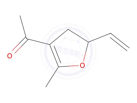 Chemical structure of Ethanone, 1-(5-ethenyl-4,5-dihydro-2-methyl-3-furanyl)-, (-)-(9CI)