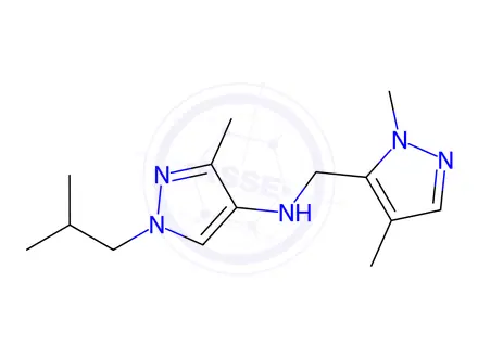 Chemical structure of N-[(1,4-dimethyl-1H-pyrazol-5-yl)methyl]-1-isobutyl-3-methyl-1H-pyrazol-4-amine